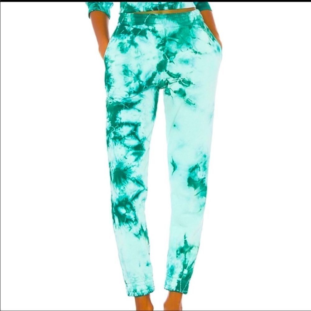 Frankie’s Bikinis X Revolve Frank Sweatpant in Electric Green Tie Dye Size Small